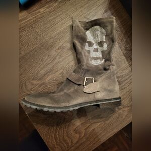 Ankle boots, grey color,  size 9, real leather,  made in Italy